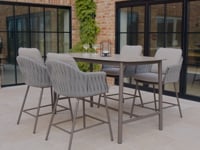Capri 4 Seat High Rectangular Dining Set in Stone Grey