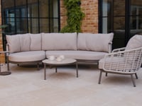 Sutera Curved Chaise Sofa Set with Armchair in Putty