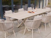Theia 8 Seat Rope Dining Set with Albatross Extending Table in Truffle