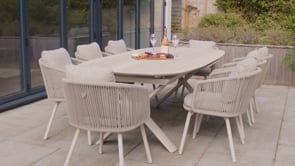 Theia 8 Seat Oval Rope Dining Set with Albatross Extending Table in Truffle