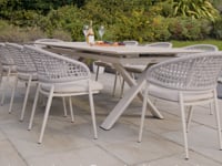 Kalama 8 Seat Rope Dining Set with Albatross Extending Table in Truffle