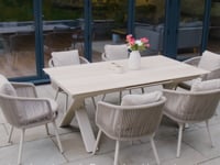 Dekota 6 Seat Rope Dining Set with Albatross Extending Table in Charcoal