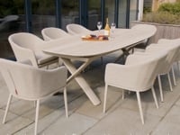 Luna 8 Seat Outdoor Fabric Oval Dining Set with Albatross Extending Table in Grey