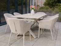 Luna 6 Seat Outdoor Fabric Dining Set with Albatross Extending Table in Oyster Grey