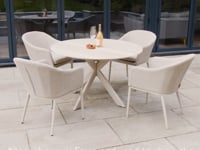 Luna 4 Seat Round Outdoor Fabric Dining Set with Albatross Table in Grey