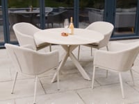 Luna 4 Seat Round Outdoor Fabric Dining Set with Albatross Table in Oyster Grey