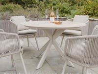 Dekota 4 Seat Round Rope Dining Set with Albatross Table in Charcoal