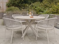 Kalama 4 Seat Round Rope Dining Set with Albatross Table in Truffle
