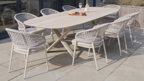 Kalama 8 Seat Oval Rope Dining Set with Albatross Extending Table in Truffle