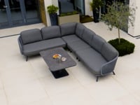 Dekota Large Corner Sofa Dining Set with Altura Rising Table in Charcoal