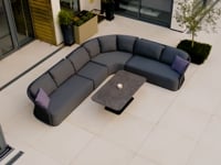 Pello Deluxe Curved Sofa Set with Altura Rising Table in Grey