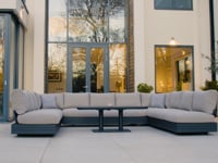 Savona Luxury Outdoor Large U-Shape Corner Sofa Set with Altura Rising Table in Truffle