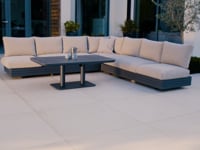 Savona Luxury Outdoor Large Corner Sofa Set with Altura Rising Table in Truffle