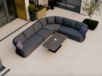 Pello Deluxe Curved Sofa Set with Altura Rising Table in Fawn