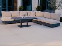 Savona Luxury Outdoor Large Corner Sofa Set with Altura Rising Table in Oatmeal
