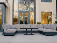 Savona Luxury Outdoor Large U-Shape Corner Sofa Set with Altura Rising Table in Oatmeal