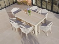 Ravona 6 Seat Rope Extending Dining Set (162-222cm) in Latte