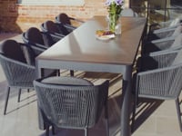 Ravona 10 Seat Rope Extending Dining Set (207-277cm) in Charcoal