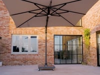 Volos 3m x 3m Square Cantilever Parasol with LED Lighting and 120kg Granite Base in Wheat