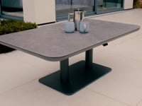 Alva Corner Dining Set with Rising Table and Armchair in Grey (Right Hand)