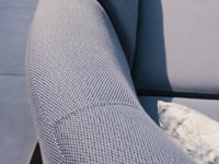 Luna Outdoor Fabric Curved Corner Sofa Set with Altura Rising Table in Grey