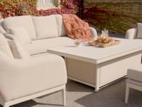 Luna 3 Seat Outdoor Fabric Sofa Set with Rising Table in Oyster Grey