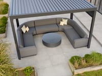 PergoSTET Pro 3m x 4m Rectangular Pergola with 3 Manual Side Blinds and LED Lighting in Grey