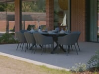 Luna 8 Seat Outdoor Fabric Oval Dining Set with Albatross Extending Table in Grey