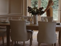 Burford 8 Seat Extending Dining Set with Regent Chairs in Natural Oak and Ivory