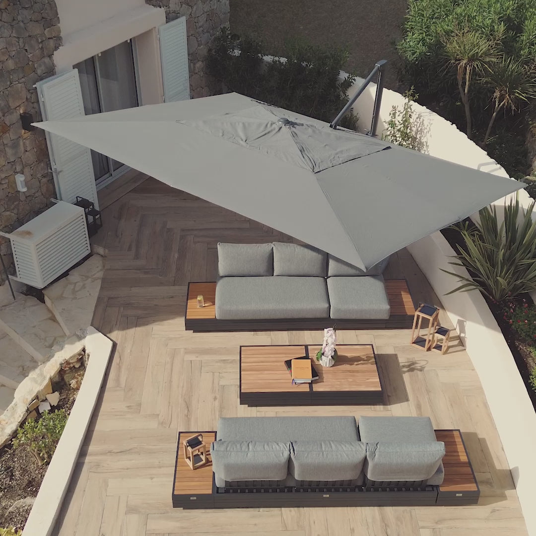 Hacienda 3m x 4m Cantilever Parasol With Granite Base & Cover in Charcoal