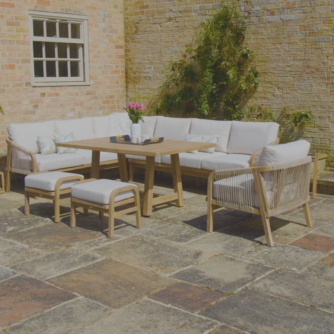 Quay Corner Dining Set with Armchair in Linen