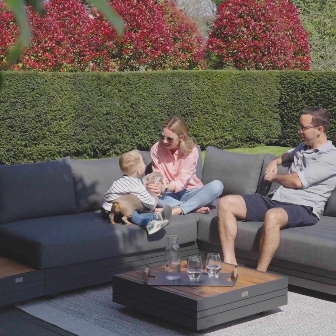Panama Luxury Outdoor L-Shape Corner Group Set in Washed Grey