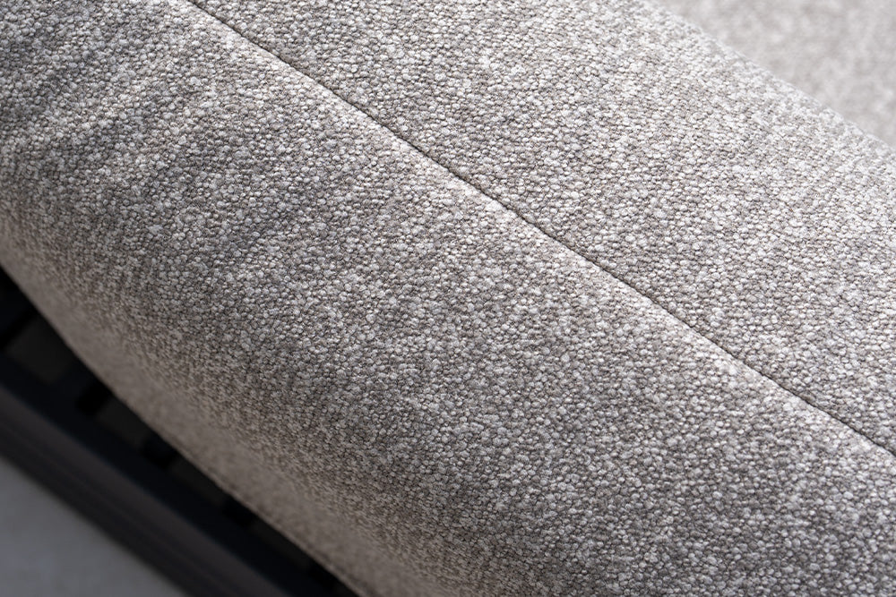 Close-up of a textured truffle fabric cushion with a vertical seam, designed for the Savona 3 Seat Sofa with Sun Lounger Feature.