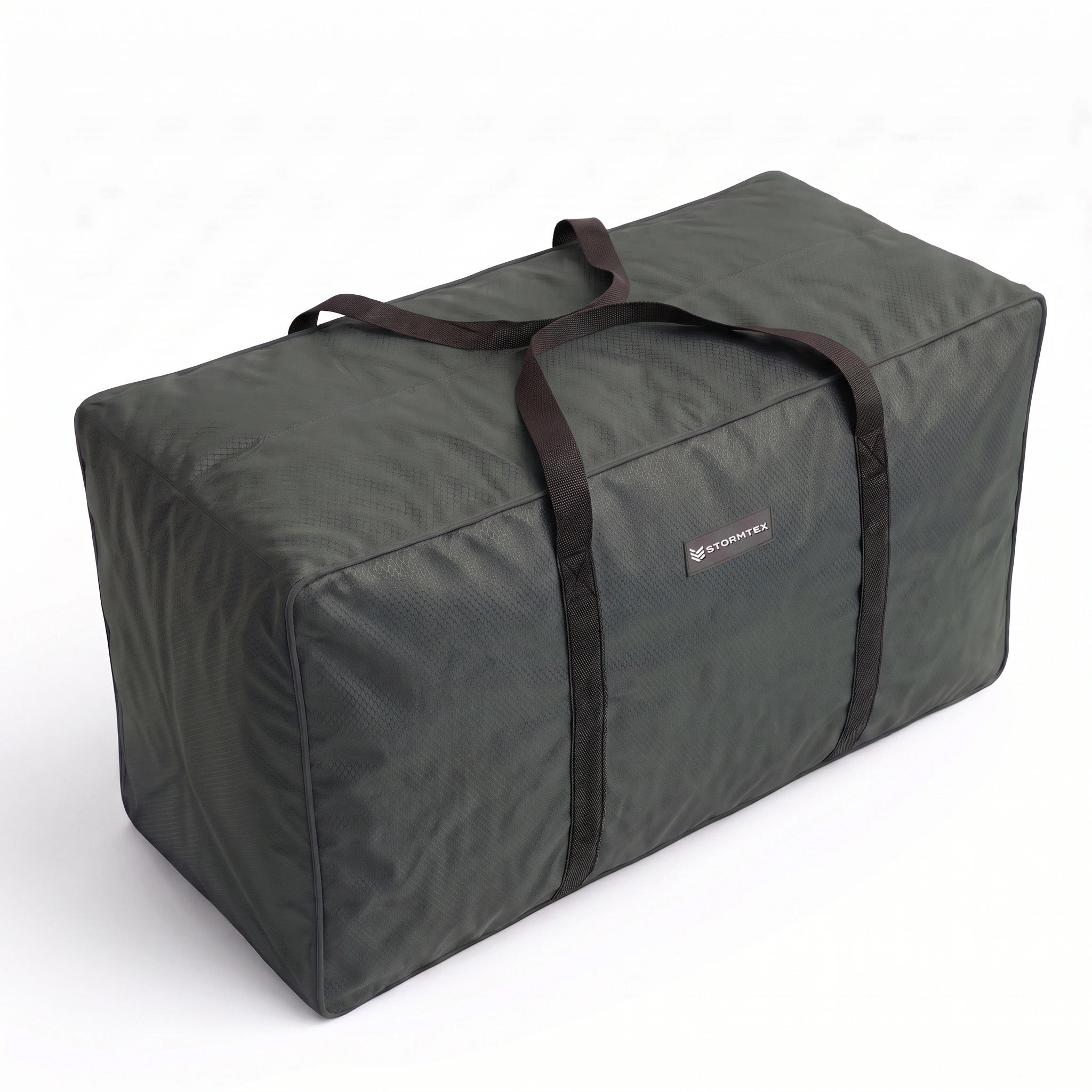 Stormtex Cushion Storage Bag 145 x 100 x 100cm in large dark green, rectangular and waterproof design, featuring black handles, shown on a white background.