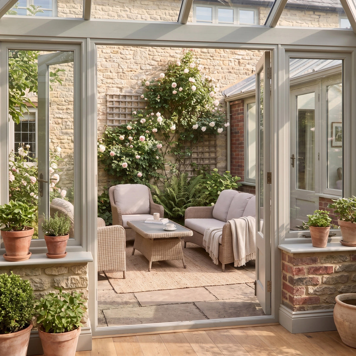 a glass door to a patio