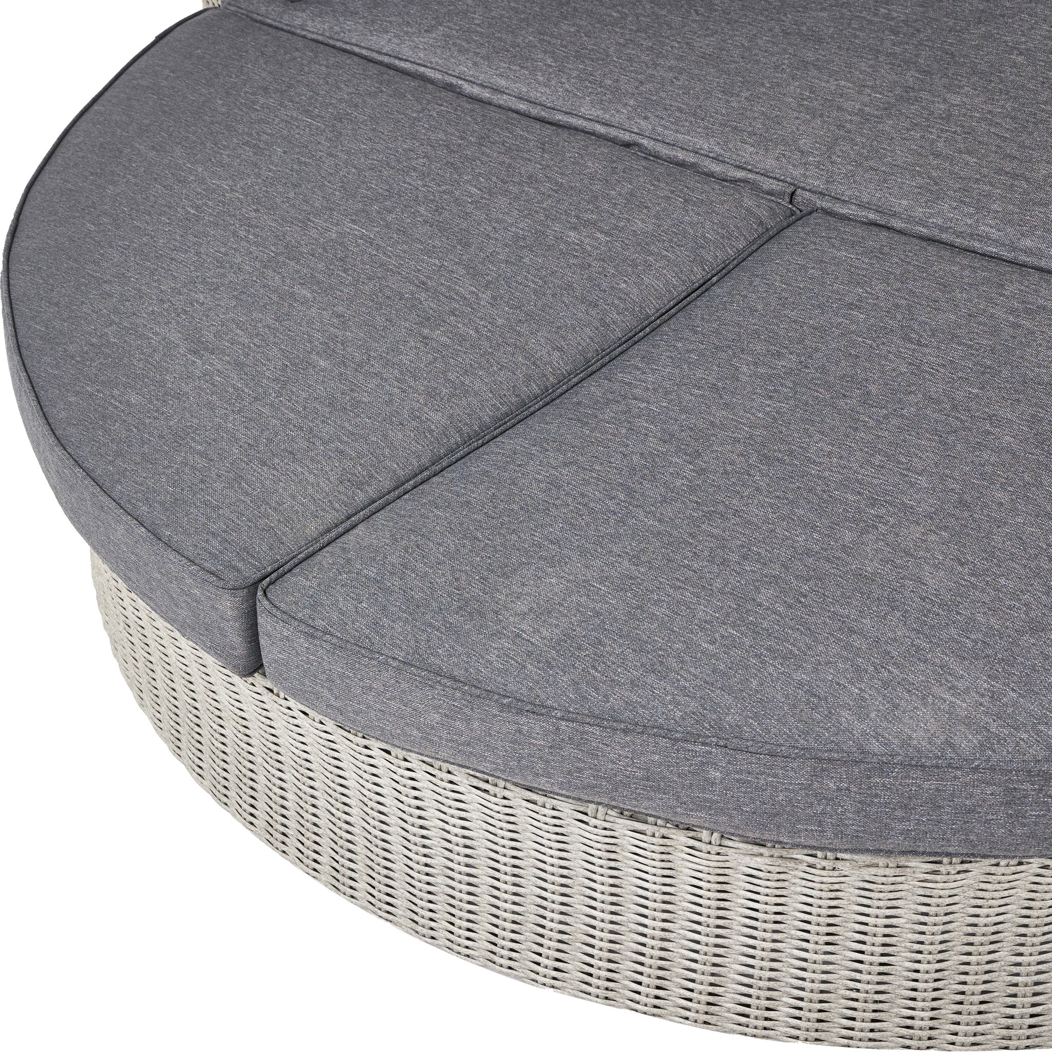 Introducing the Pacific Lifestyle - Bermuda Daybed in Stone Grey, crafted from weatherproof rattan and featuring a plush gray cushion. It's a stylish and durable addition to perfectly complement any outdoor setup on your patio or poolside retreat.