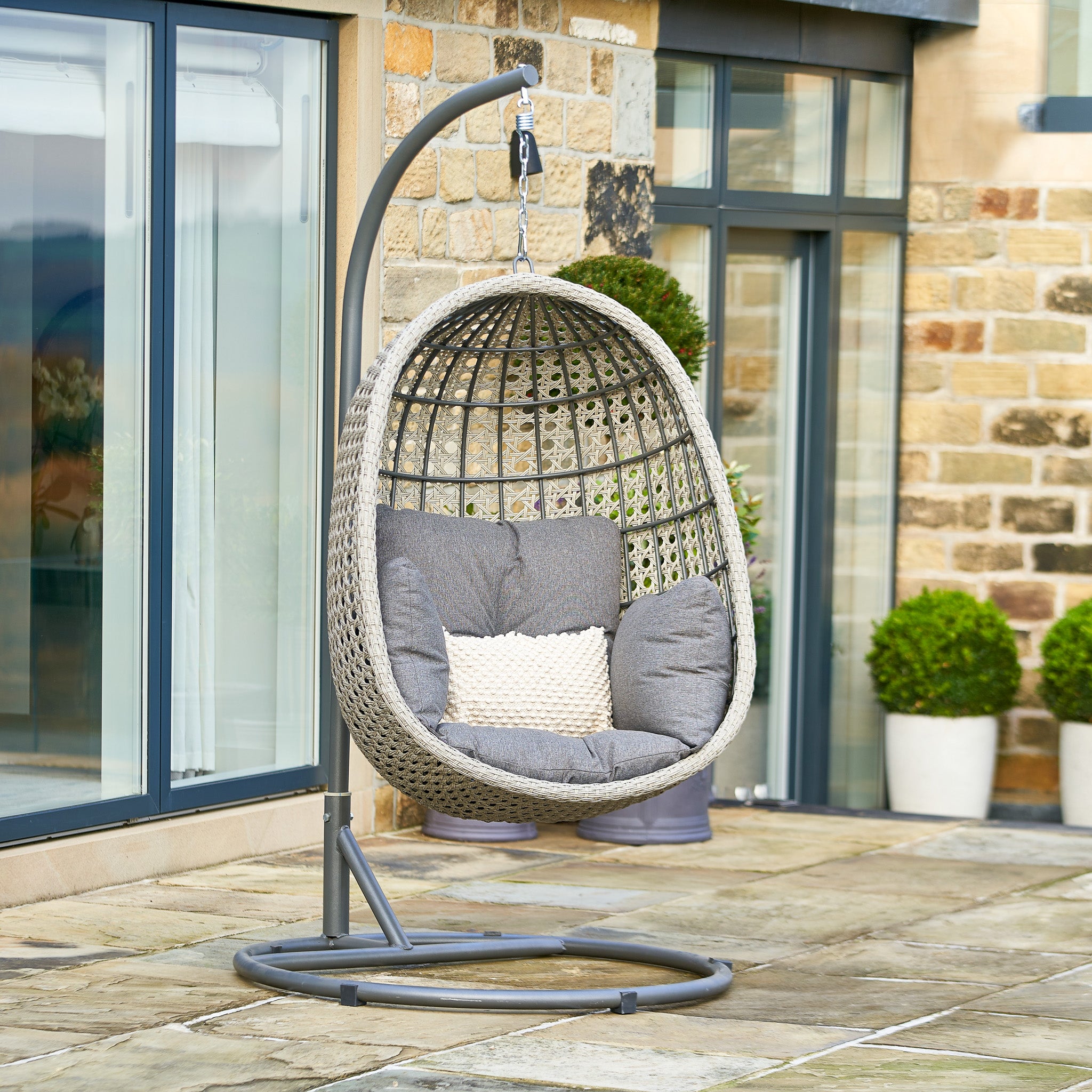 St Kitts Single Hanging Chair in Stone Grey