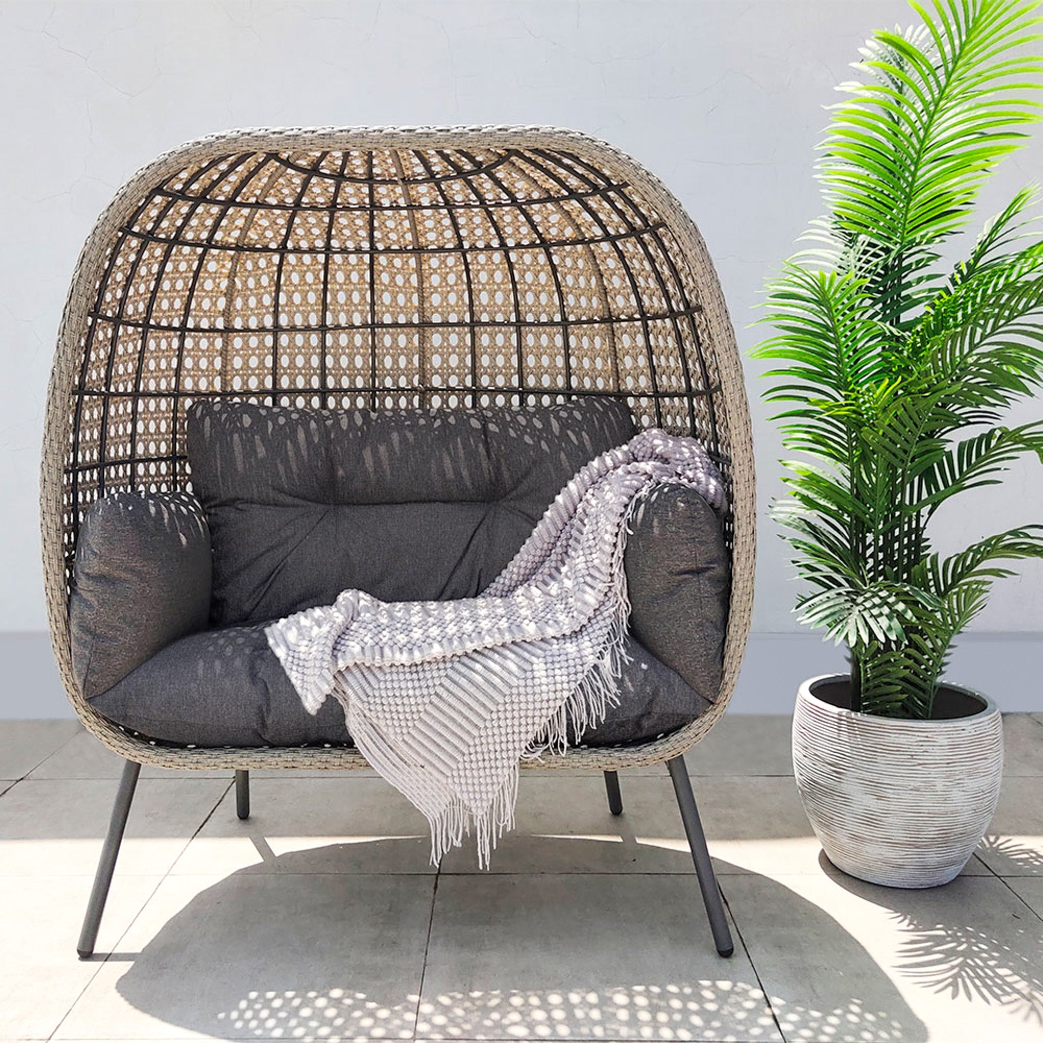 St Kitts Double Nest Chair in Stone Grey