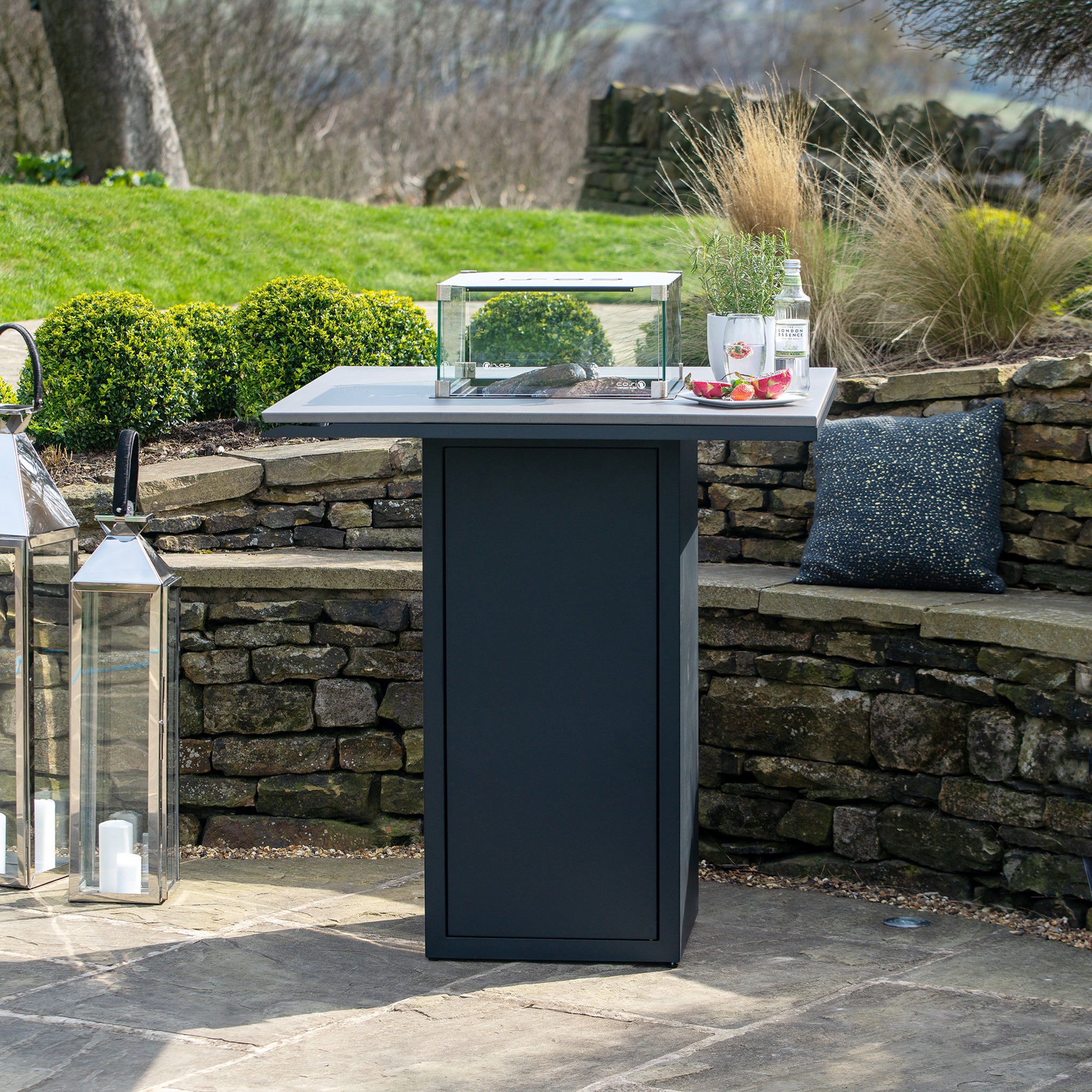 Cosiloft 100 Black and Grey Firepit Bar Table