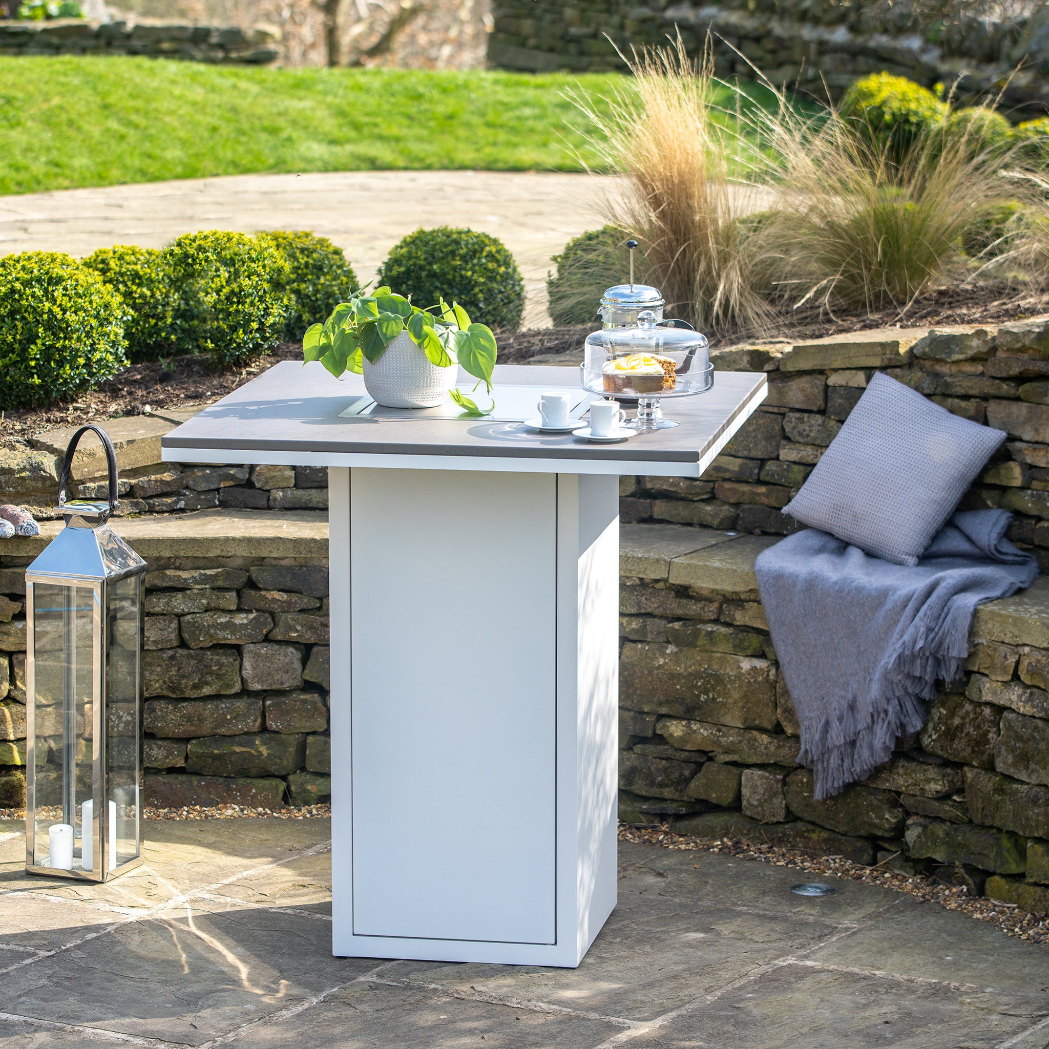 Cosiloft 100 White And Grey Firepit Bar Table