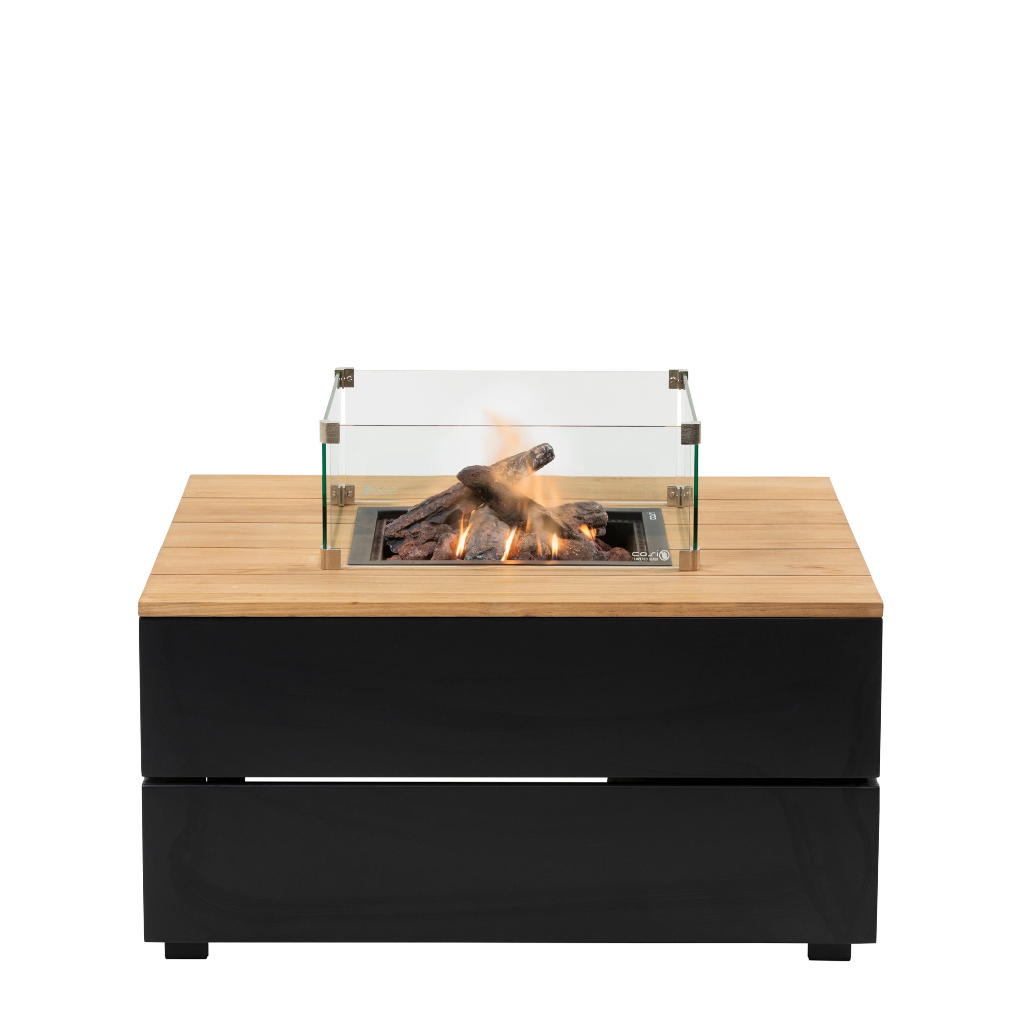 Cosipure 100 Black and Teak Square Fire Pit