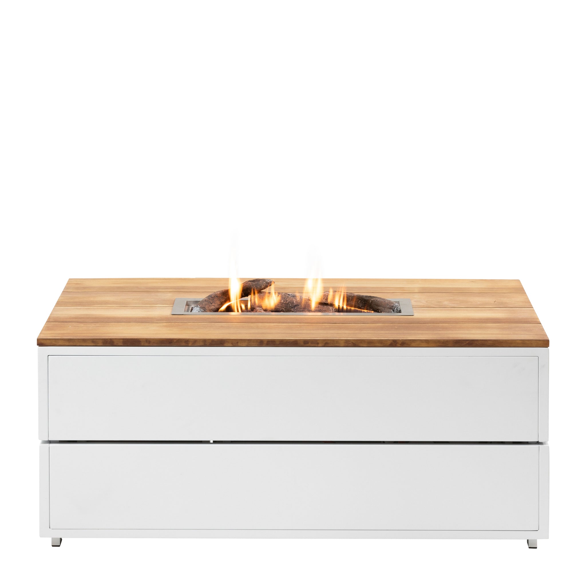 Cosipure 120 White and Teak Rectangular Fire Pit