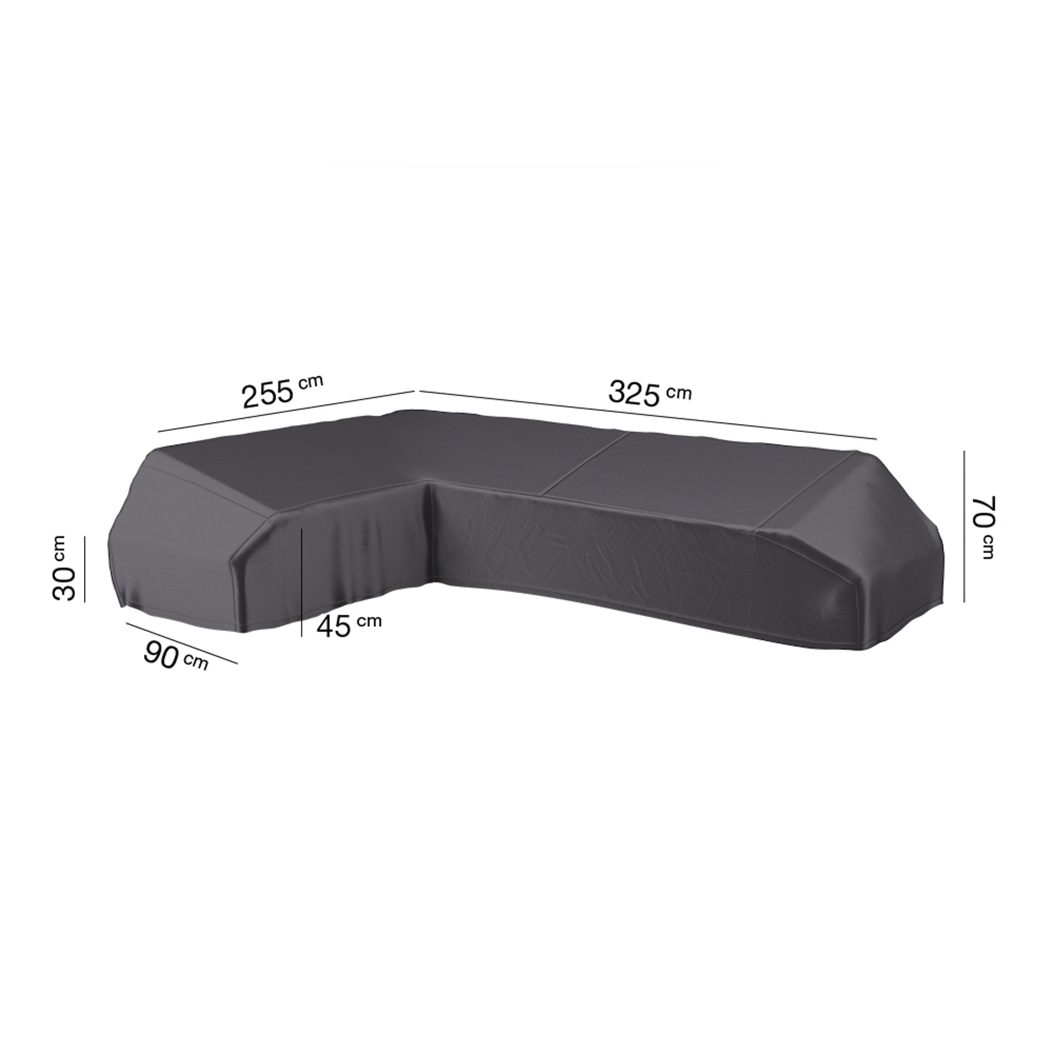 AeroCover - Right Hand Platform Cover 325x255x90xH30/45/70cm high