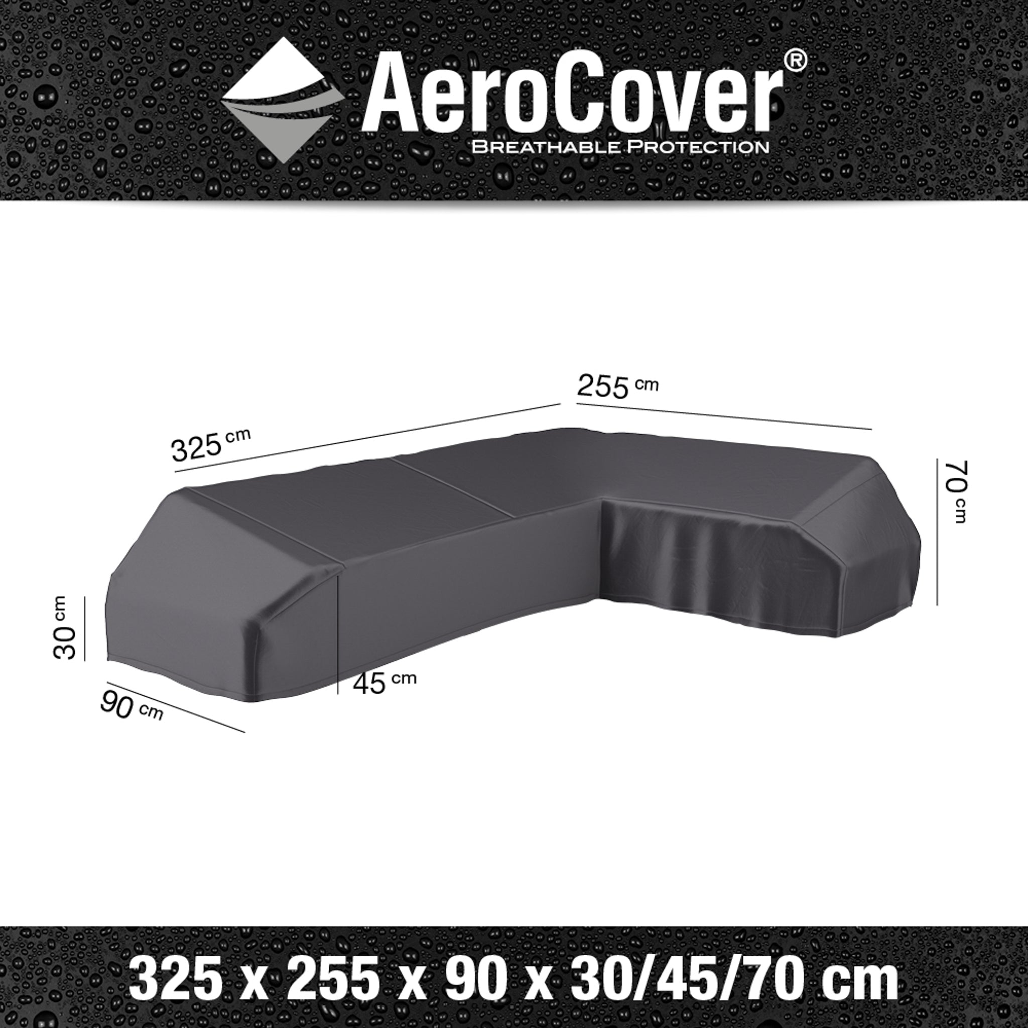 AeroCover - Left Hand Platform Cover 325x255x90xH30/45/70cm high