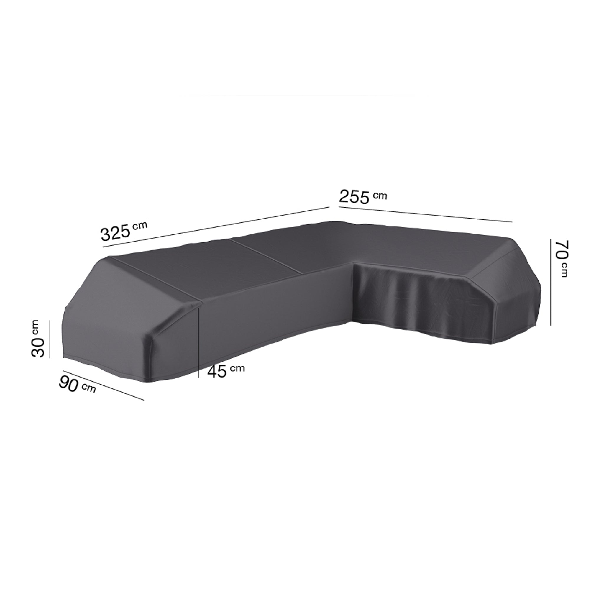 AeroCover - Left Hand Platform Cover 325x255x90xH30/45/70cm high