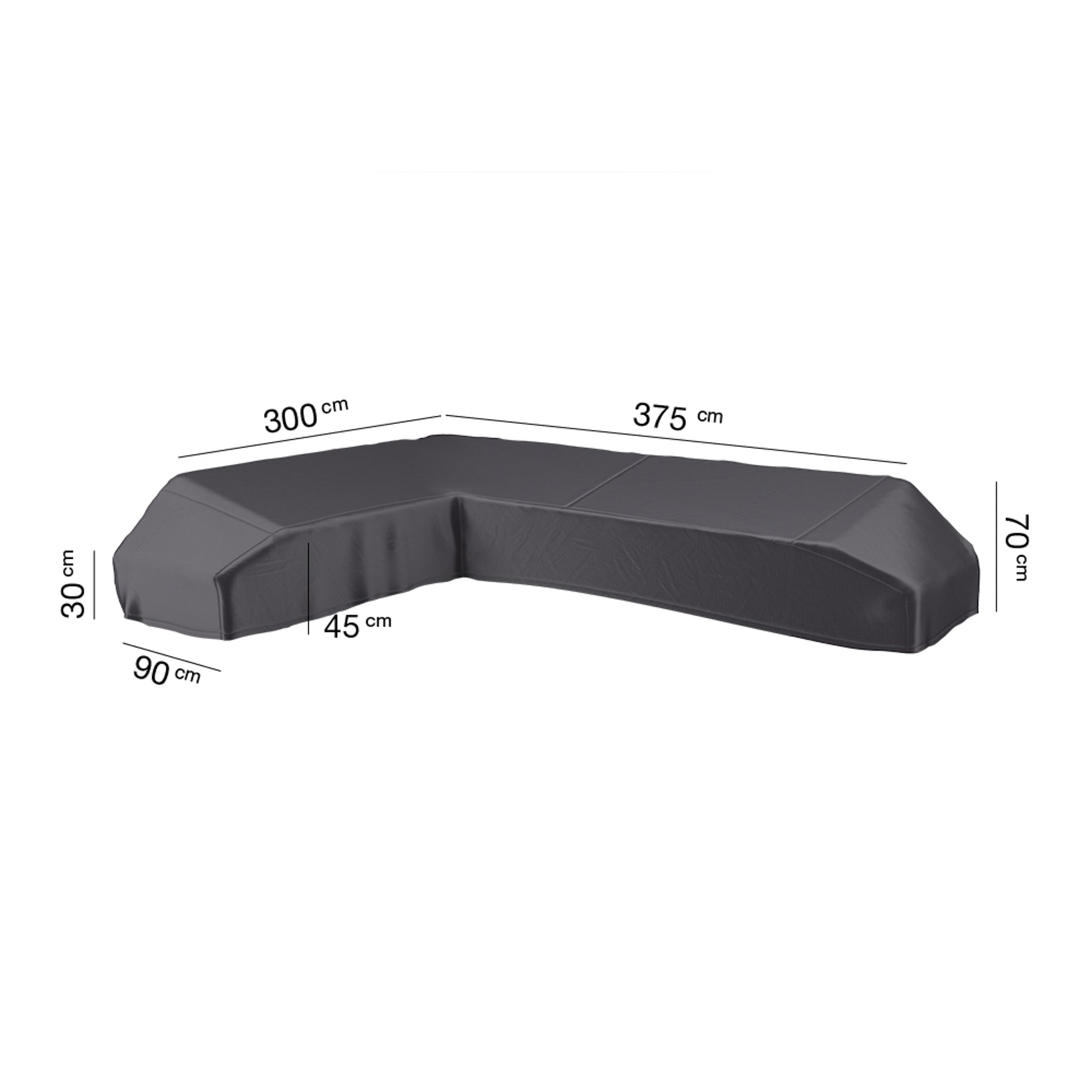 AeroCover - Right Hand Platform Cover 375x300x90xH30/45/70cm high