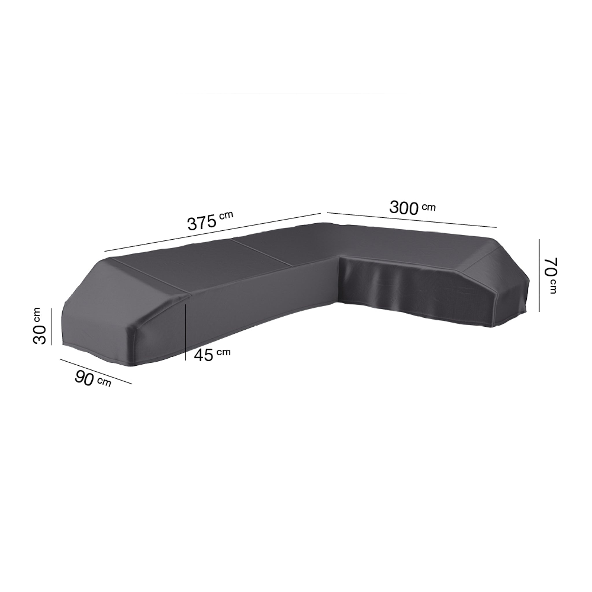 AeroCover - Left Hand Platform Cover 375x300x90xH30/45/70cm high