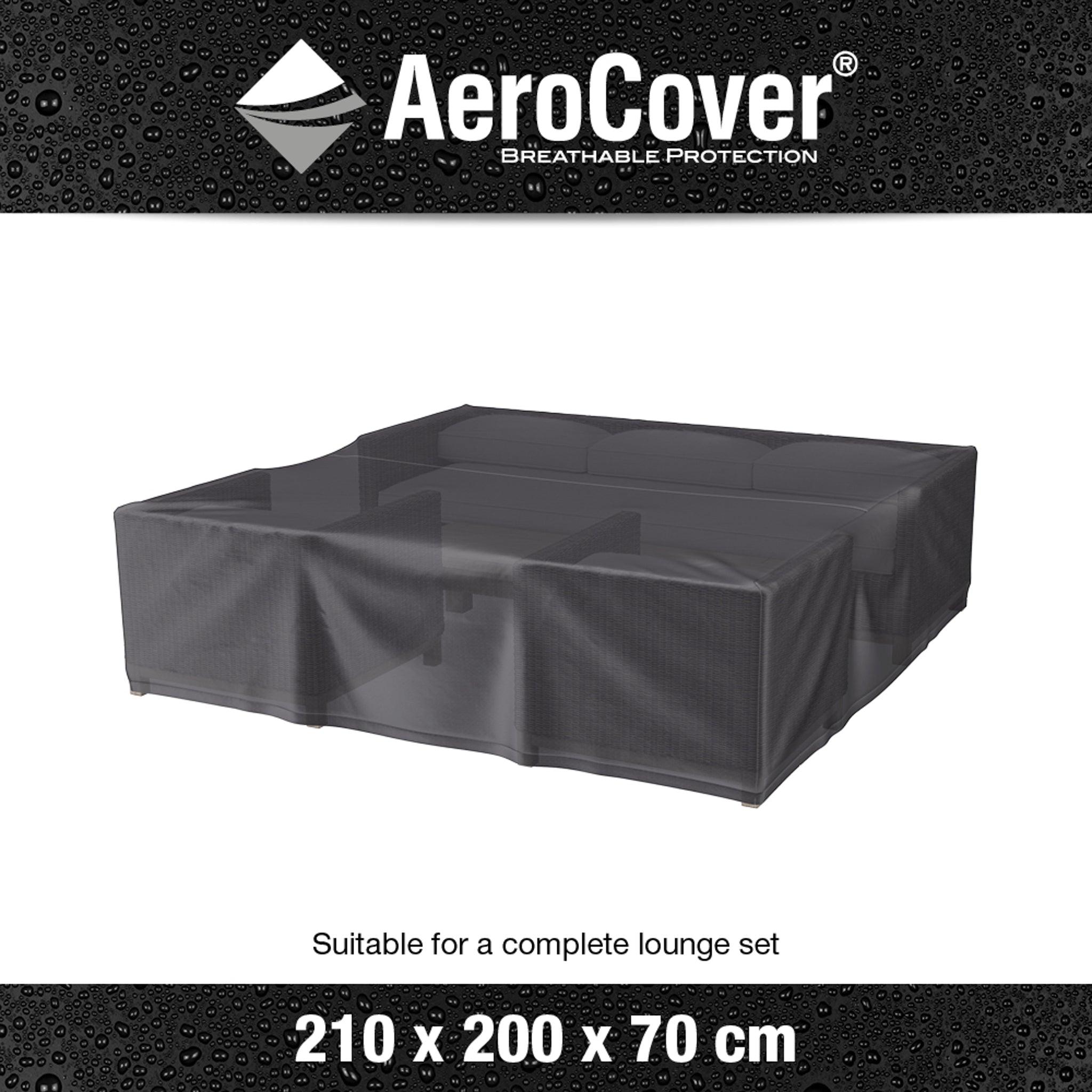 AeroCover - Lounge Set Cover, water-resistant and breathable, perfect for outdoor furniture. Dimensions: 210 x 200 x 70 cm.