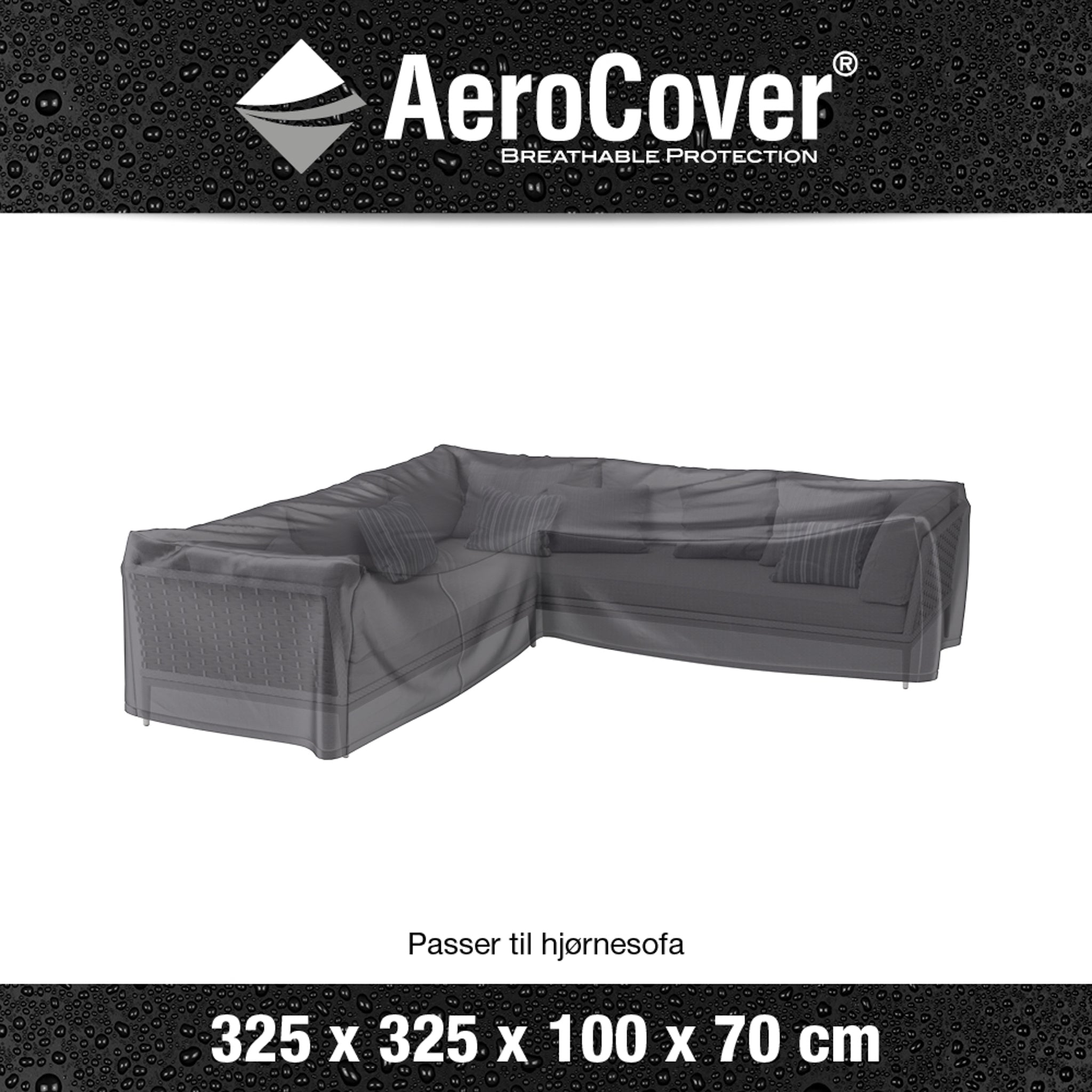The AeroCover - L-Shape Lounge Set Cover 325 x 325 x 100 x 70 cm features a UV-protected, water-resistant design that ensures durability and longevity for your outdoor sectional sofa.