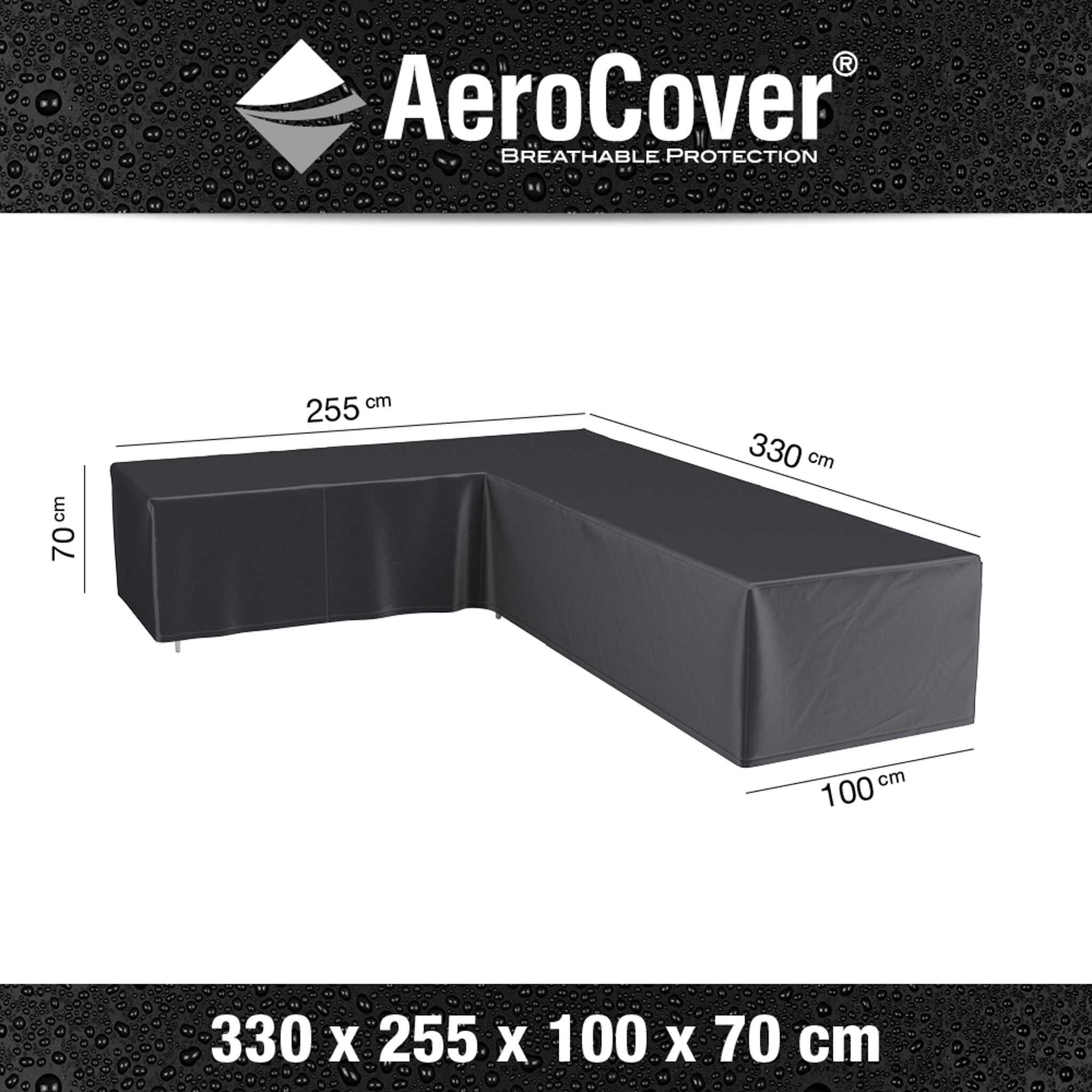 AeroCover - Left Hand L-Shape Lounge Set Cover 330 x 255 x 100 x 70